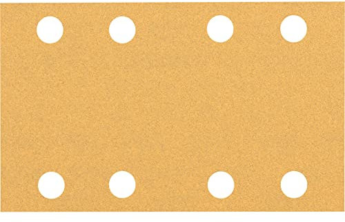 Bosch Professional 10x Carte abrasive Expert C470 con 8 fori (per Legno duro, Vernice su legno, 80x133 mm, Grana 100, accessorio Levigatrice orbitale)