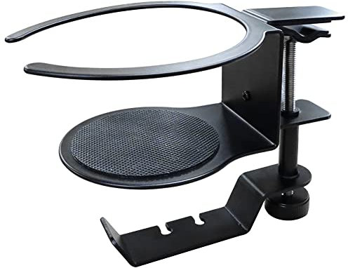 Chillers Desktop Headset Becher Tasse Getränkehalter, Kopfhörerklemme mit Haken unter dem Schreibtisch Kopfhöreraufhänger Halterung Rack Display für Gamer Tisch PC Zubehör, DJ (Color : Schwarz)