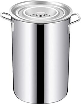 HOTLIGHT Kochtöpfe Große Tiefe Edelstahlbestandsbestand, Gemüsepot, professioneller Induktionssicherer Edelstahl-Lagertopf mit Deckel, 8 Größen (Size : 20cm*40cm(10L))