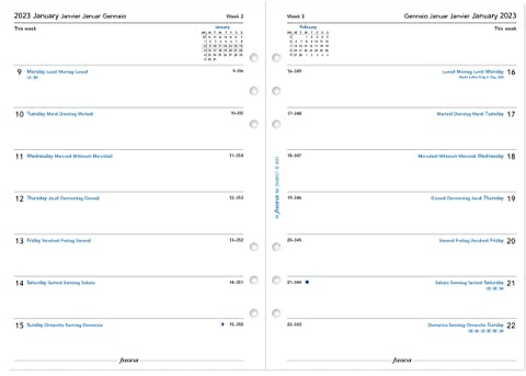 Filofax A5 Woche pro Seite, 4 Sprachen, 2023, weiß