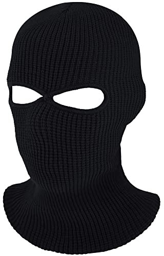 Geyoga Winter Gestrickte Sturmhaube mit 2 Löchern Strick Skimaske Vollgesichtsabdeckung (Erwachsenengröße, Schwarz)