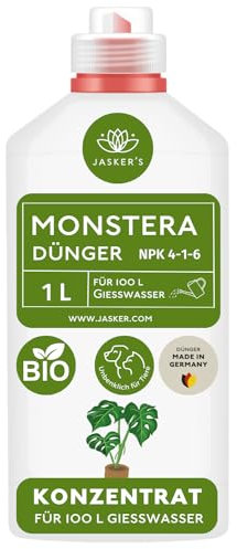 Bio Monstera Dünger flüssig 1 Liter - Konzentrat Dünger für Monstera deliciosa & variegata - 100% Schnelldünger - Flüssigdünger für 200 Liter Gießwasser - Grünpflanzen-Dünger