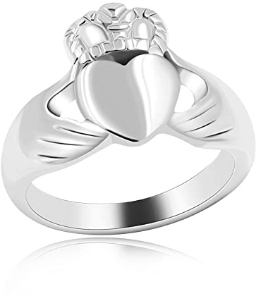 Uloveido Bague de Claddagh en forme de cœur pour homme - Plaqué or - Y981, UK Size T1/2(62.1mm), Acier inoxydable, Aucune pierre précieuse