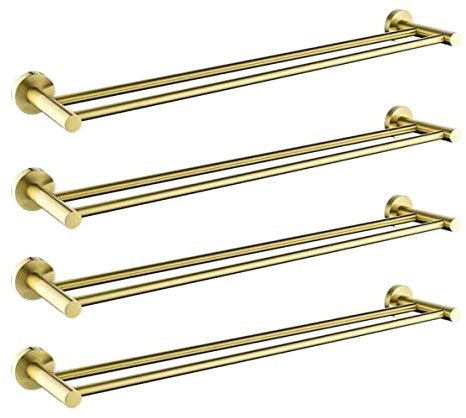 Handtuchständer Edelstahl-Handtuchhalter, Handtuchhalter, Handtuchhalter Für Badezimmer, Moderne Handtuchhalter Aus Gebürstetem Gold, An Der Wand Befestigte Doppelstange Handtuchhalter Bad ( Blue : Go