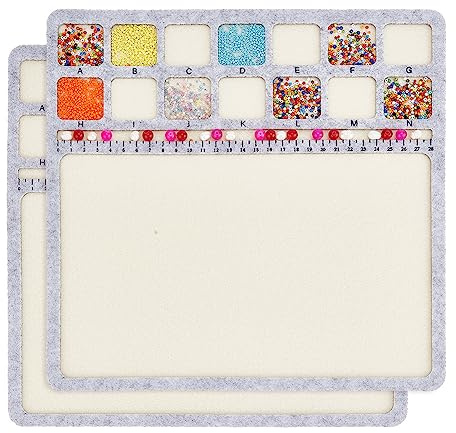 BENECREAT Quadratische Filzperlen-Designbretter, Mittelgroße Filz-Perlenmatte Mit Zentimeter-Perlenablage In Alphabetischer Größenordnung Für Kunsthandwerk, Schmuckherstellung, 30x30cm