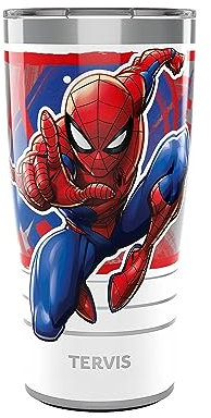 Tervis Traveler Marvel Spider-Man Iconic Triple Walled Insulated Tumbler Travel Cup Keeps Drinks Cold & Hot, 590 ml, Stainless Steel