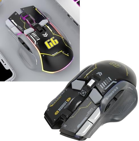 Jectse RGB-Gaming-Maus, 2,4 G, Kabelgebunden, Bluetooth, 3 Modi, PC-Gaming-Mäuse, 5 Einstellbare DPI, Ergonomische Gamer-Laptop-PC-Maus, 10 Programmierbare Tasten, Computer-USB-Maus für
