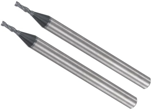 CoCud Fraises à Bout Carré, Tige de Coupe de 1,5 mm x 4 mm, Tige de 4 mm, Fraises à 2 Cannelures en Carbure P05 avec Revêtement AlTiN, 2 Pièces