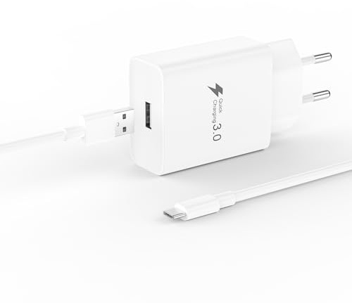 Chargeur Rapide 18W Compatible avec Xiaomi Redmi 14C 13C 15C A3 Note 14 13 12/12 Pro 5G 11S 11 10 9, POCO M3 M4 M6 C65 X6, USB Prise Charge Rapide, Prise USB Secteur avec Câble 2M (Blanc)