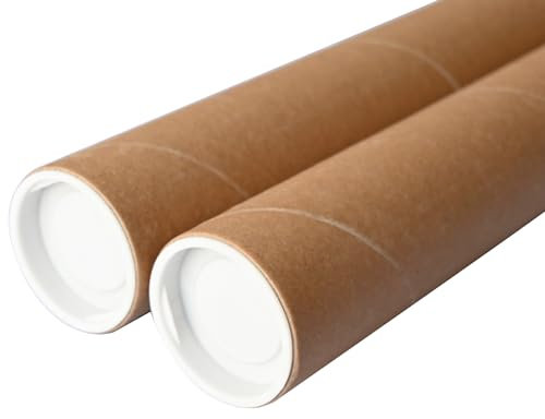 MDDEYEMEFO Versandrollen mit Kunststoffkappen, 5,1 x 30,5 cm, Kraftpapier, Posterröhre für Versand, Verpackung, Mehrzweck-Dokumente