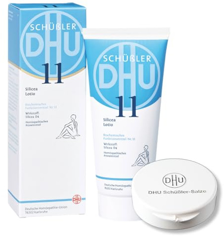 DHU Schüßler-Salz Nr. 11 Silicea D4 Lotion mit Tablettendöschen | Das Mineralsalz der Haare, der Haut und des Bindegewebes – das Original