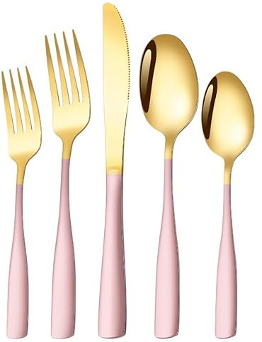 Juego De Cubiertos 5 Pcs Stainless Steel Square Handle Cutlery Set Steak Cutlery Cutlery Cut