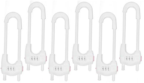 U-förmige Schiebeschrankschlösser, multifunktional, Kindersicherung, verstellbar, babysicher, Clips für Zuhause, Schränke, Kühlschranktüren, Schrankknöpfe und Fenstergriffe, Weiß, 6 Stück