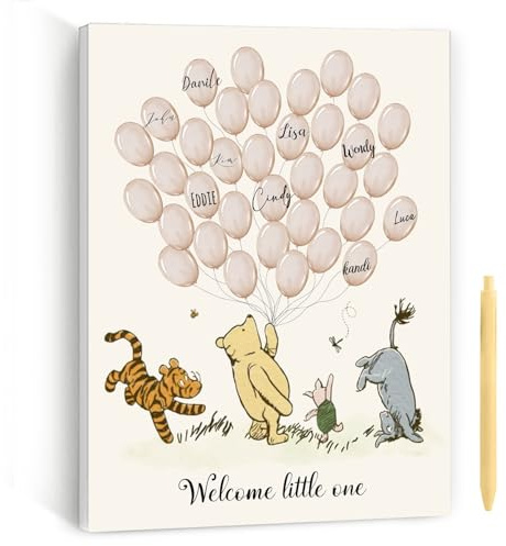 Winnie Babyparty-Dekorationen, Babyparty-Spiele, Baby-Shwoer-Party-Dekoration, Babyparty, Tischschild, Tafelaufsätze, Baby-Duschspiele, Pooh, Geburtstagszubehör, Party-Dekorationen, Gästebuch