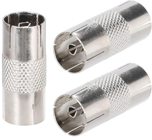 Greluma Adaptateur de prise coaxiale TV vers prise coaxiale TV, connecteur de coupleur d'antenne cylindrique femelle vers femelle 3 pièces