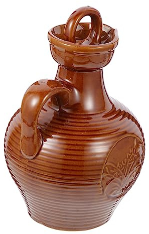 Ciieeo Ceramic Wine Jug Decorative Alcohol Pitcher Brown 500ml Smooth Edges and Simple Elegant Design Portable Wine Kettle with Lid for Home Use