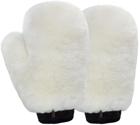 Gracefur 1 Paar Schaffell-Pferde-Bürstenhandschuh, Haustier-Pflegehandschuhe, Pferdepflege-Handschuhe, Waschhandschuhe, weich und bequem, Schaffell-Schrubber zum Baden von Pferden und Ponys