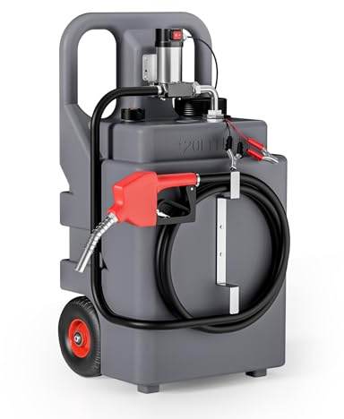 Wiltec Tanque de combustible portátil 120 l con bomba de transferencia 12 V para diésel depósito de combustible móvil con asas bidón, garrafa