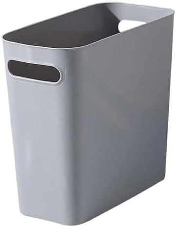 Neroyaner Slim Bathroom Trash Can Slim Trash Can, Open Top Plastic Narrow, 10.8x9.8x5 Inch Small Waste Basket Without Cover, Grey Bin with Handles