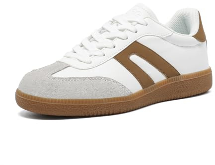 Women's Retro Gum Sole Fashion Sneakers-Lace Detail Casual Retro Walking Shoes-Gum Sole Casual Tennis-Anti Slip Trainers(Beige Grey,7)