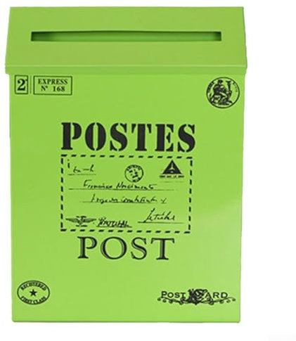 Elegante cassetta postale rustica in metallo, perfetta come accessorio fotografico e per accento domestico (verde)