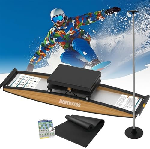 JJENXYYDS Indoor-Skitrainingssimulator, Beintrainingsgerät, Kraft- und Gleichgewichtstraining, Set mit 150 kg Tragkraft, inklusive Gehstock und Bodenmatte, für Taille, Bauch und Beine