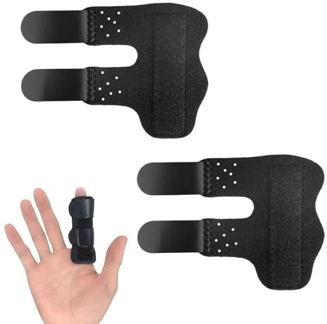 2 Stück Fingerschiene, Fingerschiene Mittelfinger, Fingerschiene Ringfinger, Verstellbare Fingerbandage, für Gebrochene, Verstauchte, Arthritis, Sehnenentzündung Und Geschwollene Finger(Schwarz)