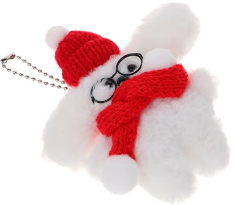 FRCOLOR Plush Scarf And Glasses Dog Doll Pendant Nyckelring Hängande Accessoar för Väska Nycklar Bekväm för Födelsedag Nyår Söt Modeaccessoar för Kvinnor