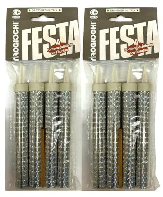 Candele Fontana per Torta Categoria 1 (K1 / Cat.1) – 2 Confezioni da 4 Pezzi – Scintille Luminose e Fiamma Colorata – Durata 60s – Ideali per Compleanni, Party, Matrimoni ed Eventi