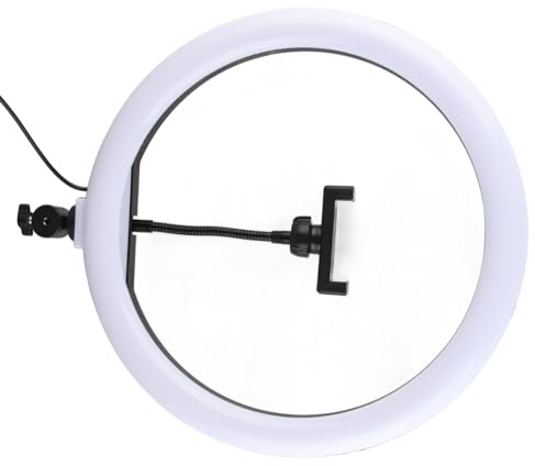 Anneau Lumineux Selfie de 33 cm (13 Pouces), Anneau Lumineux LED à intensité Variable, léger, avec Support pour téléphone et Prise USB, idéal pour Les Selfies et Le Maquillage