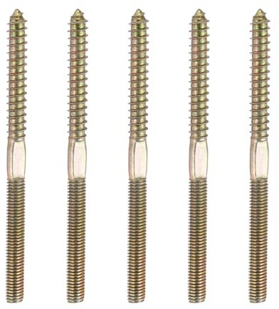 QUARKZMAN 5 Stück M8x120 Hängebolzen Aus Kohlenstoffstahl Doppelköpfige Selbstschneidende Holzdübelschrauben Für Holzverbindung Möbelbeine Farbe Verzinkt