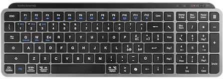 Mars Gaming MK-SILENKEYS, Italiano, Tastiera Wireless Full-Format Compatta, Profilo Basso, Switch a Forbice Silenziosi, Tasto Copilot AI, Bluetooth 5.1 Dual 2.4GPRO, Batteria 200h, PC, Mac, Nero
