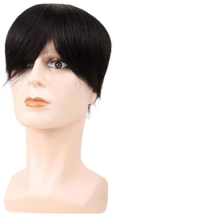 Perücke Mono- und PU-Haut männliche Haarprothese Seidenbasis Top Simulation Kopfkrone Echthaar Herren-Toupet(7x9 Inch-18x23cm)