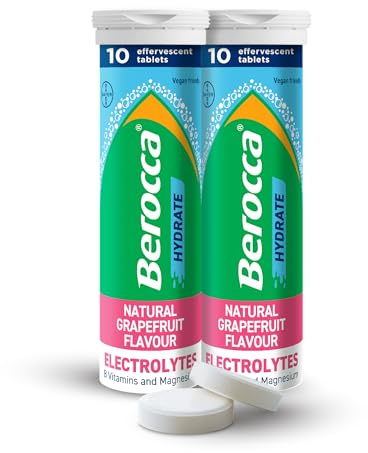 Berocca Hydrate Effervescent Tablets, Grapefruit Flavour, 20 Tablets