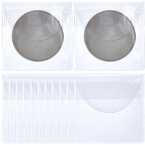 CREATCABIN 40Pcs 2x2 Inch Single Pocket Coin Sleeves Clear Plastic Sleeves Holder Small Plastic Coin Holder Pouch Single Protector Currency Bill Pouch Waterproof Supplies for Jewelry Storage