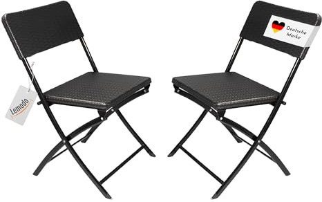 Lemodo klappbare Gartenstühle in Rattan-Optik 2er Set – Klappstuhl wetterfest, stabil bis 150 kg, faltbar & platzsparend – ideal für Balkon, Terrasse, Camping & Gartenmöbel