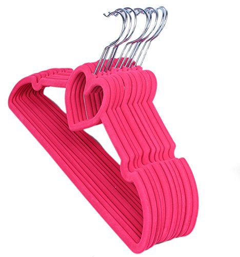 10 Pezzi grucce, Grucce Appendiabiti, rivestite in Velluto Antiscivolo, Velluto a Forma di Cuore, Gruccia per Mantenere Lo Spazio, Camicie, Pantaloni, Camicette, Sciarpe, Cappotti(Rosa rosso)