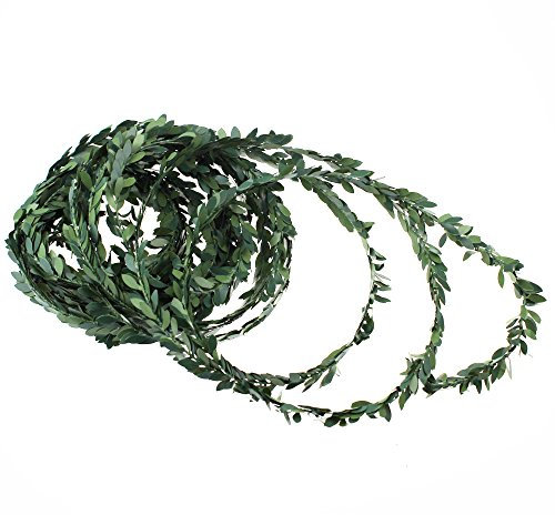 LJY 32.8 Yards Artificial Ivy Garland Foliage Green Leaves Fake Vine for Wedding Party Ceremony DIY Headbands