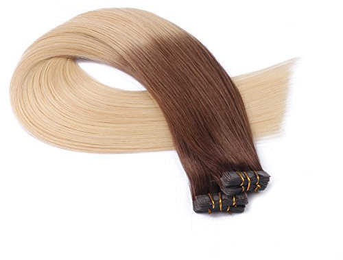 Tape In - On Hair Extensions - # 17/20 OMBRE - 70cm - 60 Tressen je 4cm Breit / 2,5g - 100% Remy Echthaar Haarverlängerung/Extention mit Klebeband Tressen by NOVON Hair Extentions