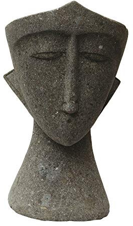 STONE art & more Pflanztopf Kopf abstrakt, grüner Lavastein, Basanit, Steinmetzarbeit, frostfest (Höhe 75 cm)