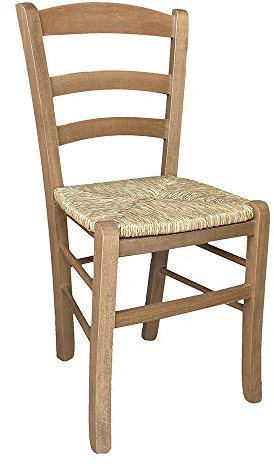 ok affarefatto zimbardi costanza Stuhl aus Massivholz Farbe Nussbaum hell mit Sitz aus Stroh für Restaurant, Haus, Modell PAESANA robust mit Dicke der Beine von 36 x 40 mm, bereits montiert