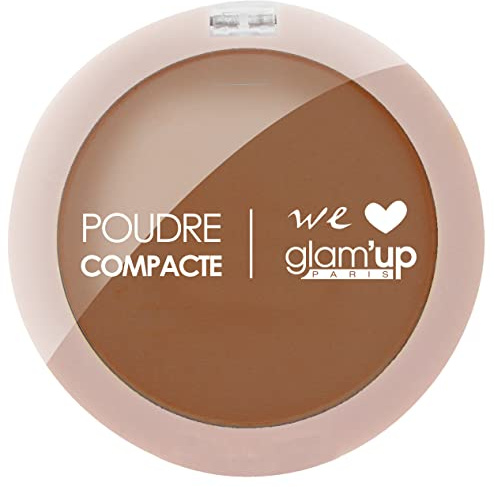 Glam'Up Paris - Poudre Compacte - Poudre Pressée - Couverture Complète - Longue Tenue - Fini Mat et Naturel - Contrôle de la Brillance - N°5 - Moka