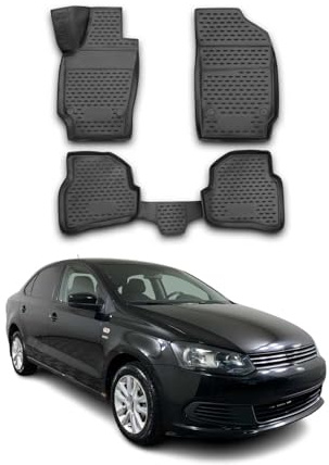 OMAC Fußmatten für VW Polo mk6 Schrägheck 2017-2026 TPE 4X Schwarz | Gummimatten, Automatten, Allwetter, fahrzeugspezifisches Produkt, Antirutsch, 3D-Passform, wasserdicht