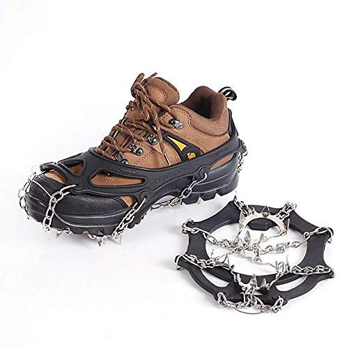 SCDXJ Schuh-Krallen Schuhspikes 19 Teeth Steigeisen Bergschuhe Shoe Klettern Zahnrad,Black