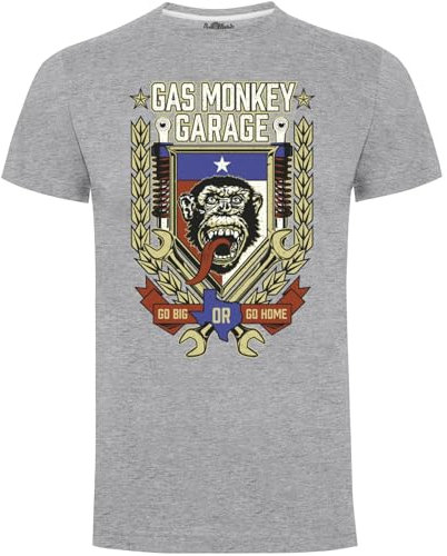 Gas Monkey Garage Herren T-Shirt Go Big or Go Home, Grau Gr. XXL, grau