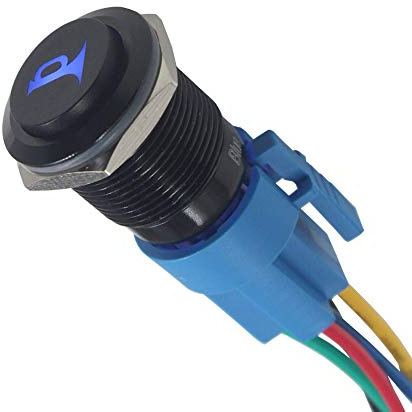 ETOPARS Caso Negro Luz Azul Flecha Camión Coche 12V 19mm 5A Botón de Arranque Momentáneo Interruptor de Palanca Enchufe de Alambre