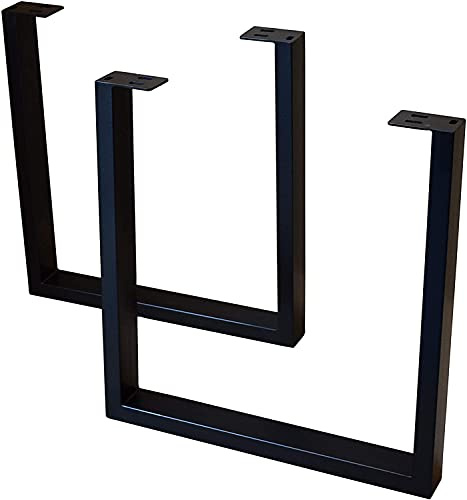 SAM Tischgestell 2er Set 70x74 cm Roheisen schwarz | lackiert, Kufengestell für Holztische
