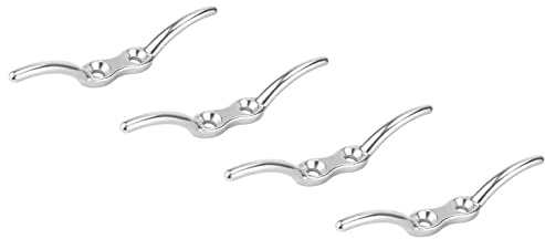 4pcs 11.5cm Stainless Steel Boat Rope Cleats, 316 Grade, Double Horn, Marine/Nautical Themed Home Decor & Crafting, Boat Securing Tie Down with Mounting Screws