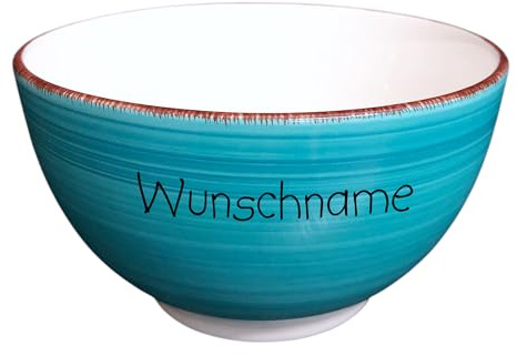 Doriantrade Müslischale Dessertschale Porridge Schale Schüssel Keramik Türkis personalisierbar mit Wunschname Name Geschirr mit Namen personalisiert
