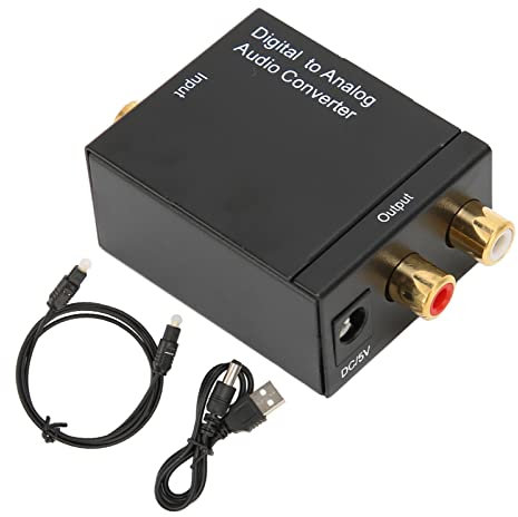 Convertidor de Audio Digital a Analógico, Adaptador Convertidor de Audio Coaxial óptico Digital a Analógico de 96 KHz con Cable de Fibra, para Cine en Casa, para para para HD DVD